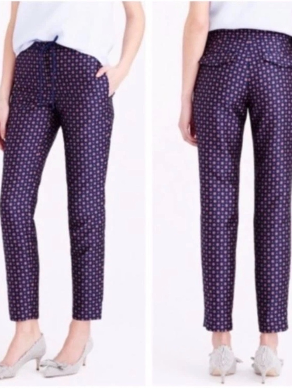 J Crew Blue & Orange Foulard Twill Dress Pants